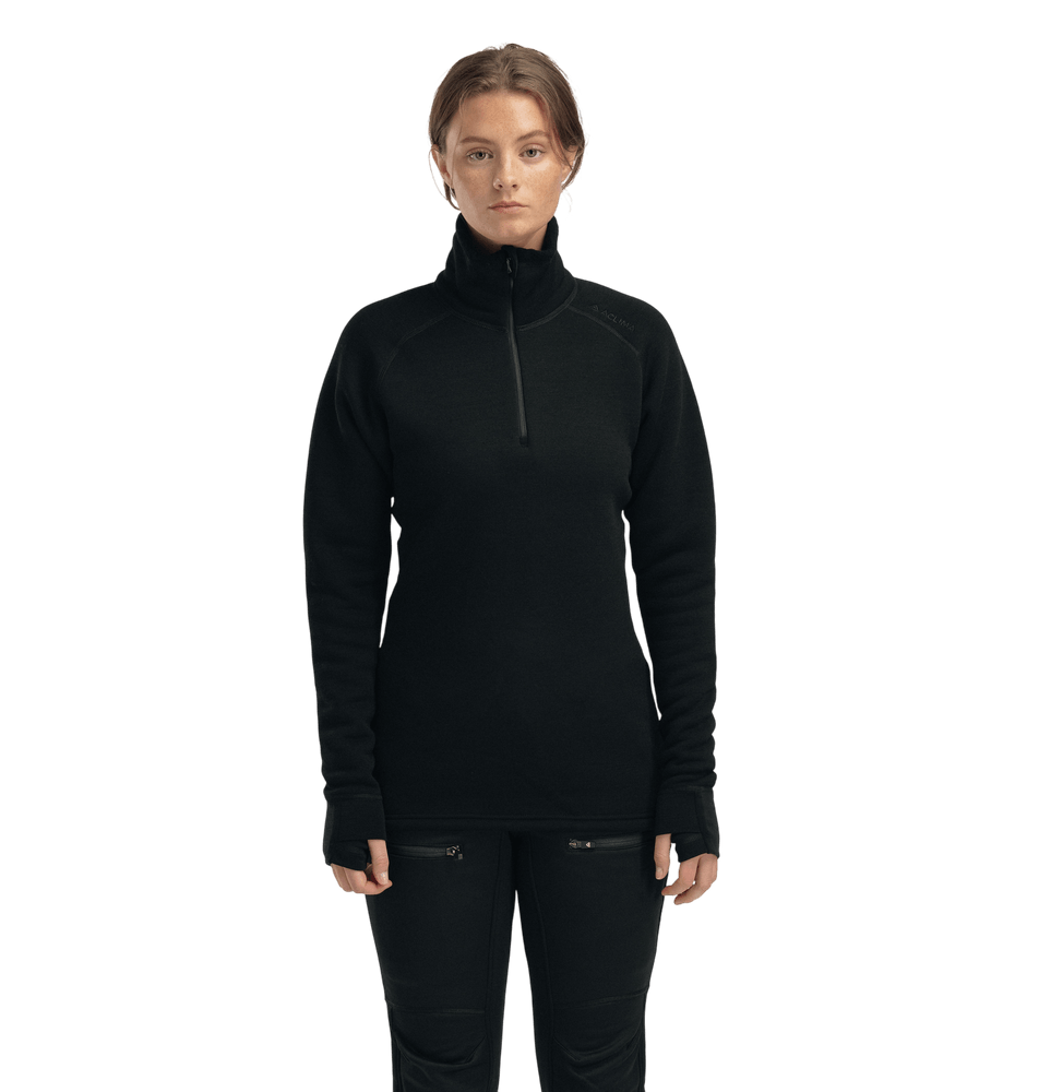 FleeceWool V2 Polo w/ zip W's Jet Black, view: 1